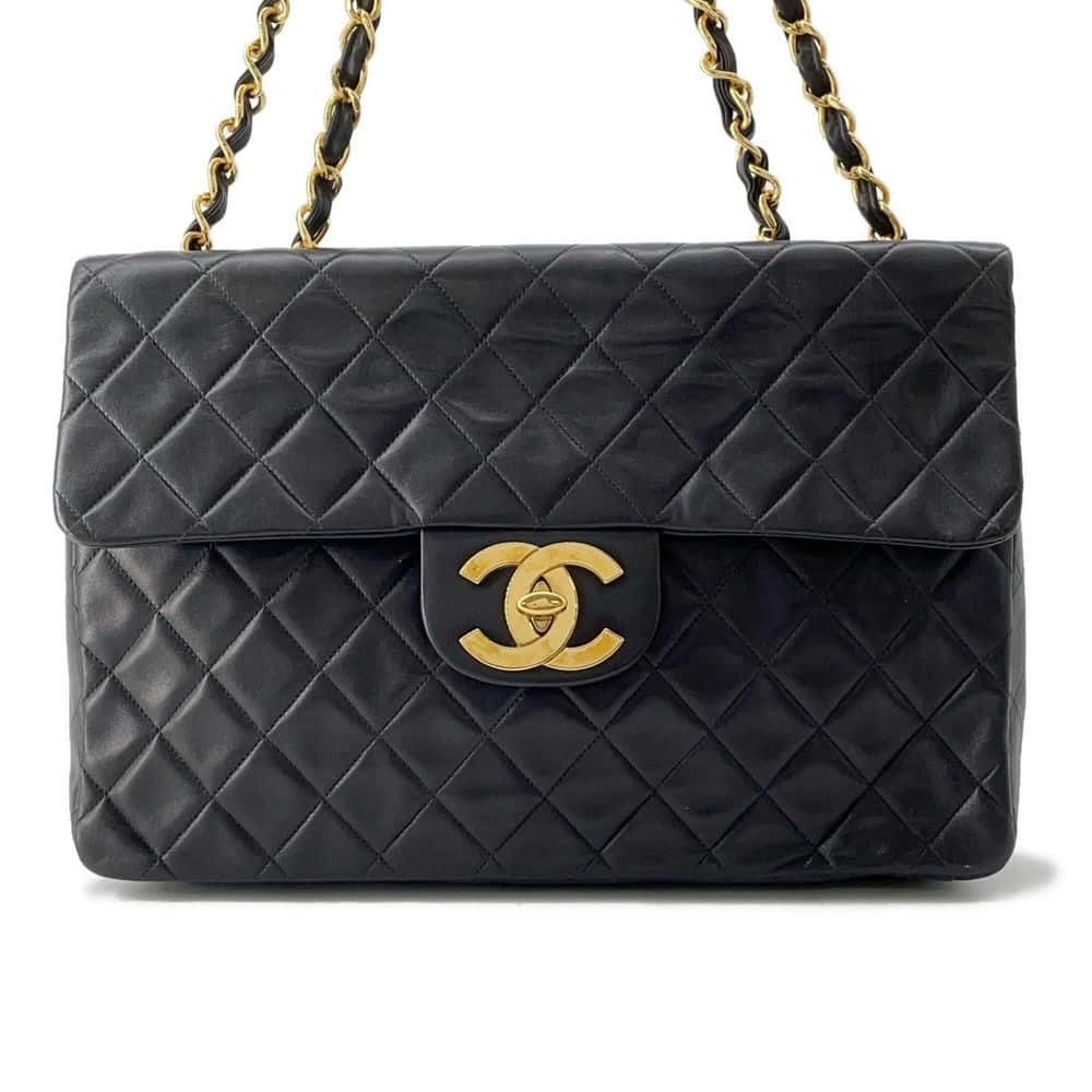 Chanel Big Matelasse Single Flap Lambskin Bag Black